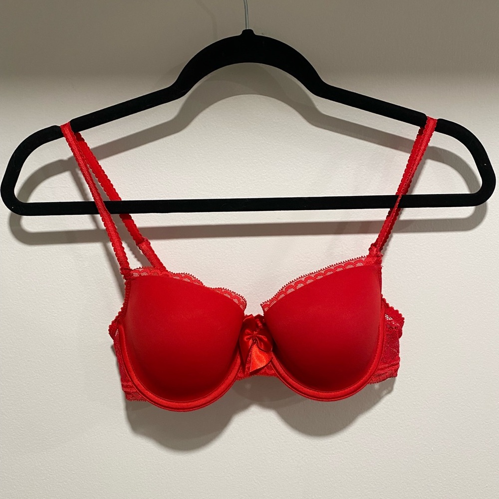 Vibrant Scarlet Lace Bra
